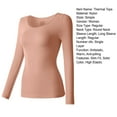 thumbnail image 7 of Women Thermal Tops Round Neck Long Sleeve Slim Fit Bottoming Tops Solid Color High Elastic Thermal Underwear, 7 of 7