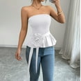 thumbnail image 2 of Women's Tube Tops Summer Casual Strapless Bandeau Tank Tops Fashion off the Shoulder Blouses Pleated Shirts (XL, White), 2 of 7