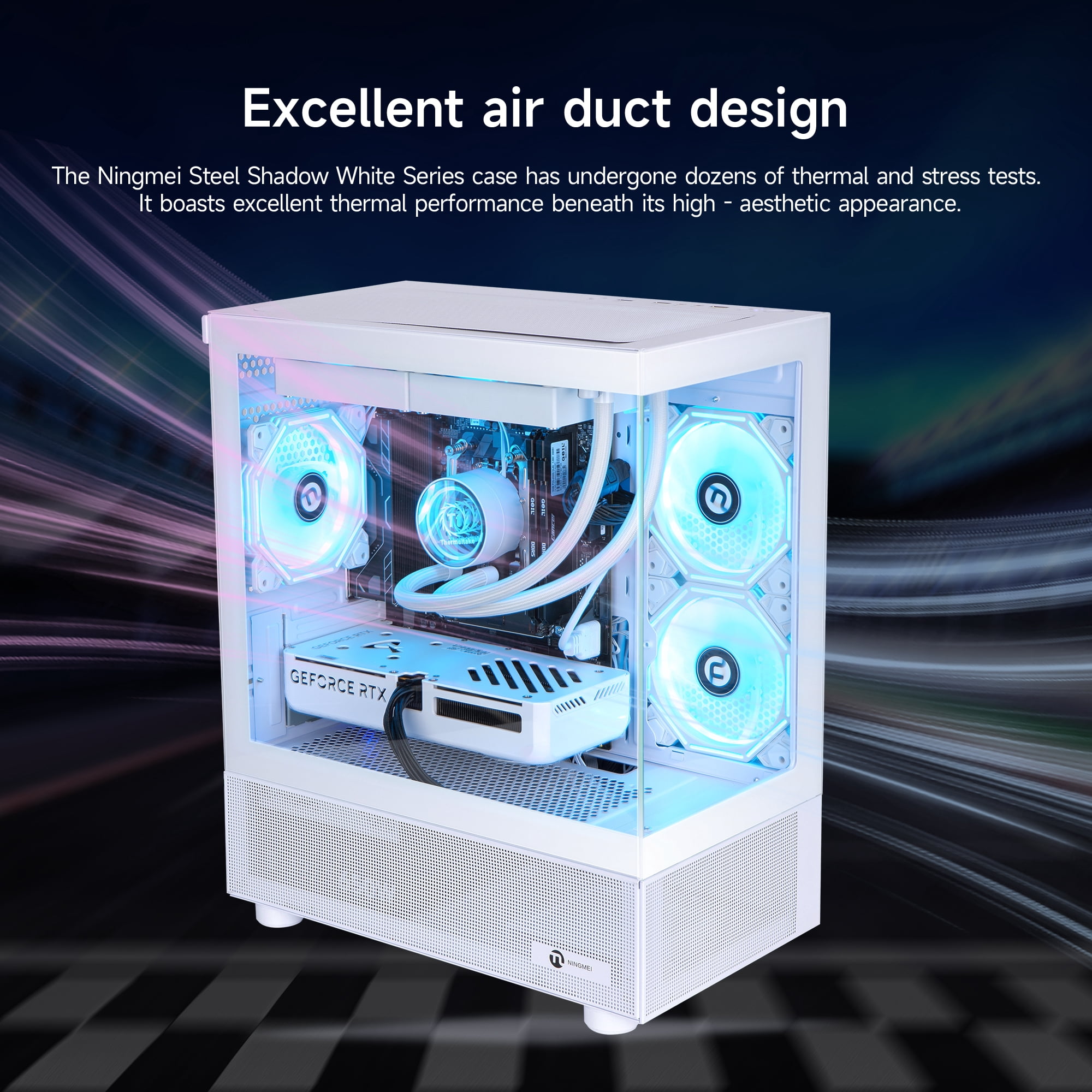 Ningmei Gaming PC AMD Ryzen7 5700X RTX 5060 32GB DDR4 1TB SSD Liquid Cooler Win 11 WiFi