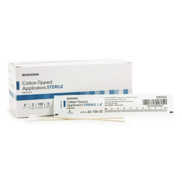 McKesson Sterile Cotton Tipped Applicators 6" (2/PK, 100 PK/BX