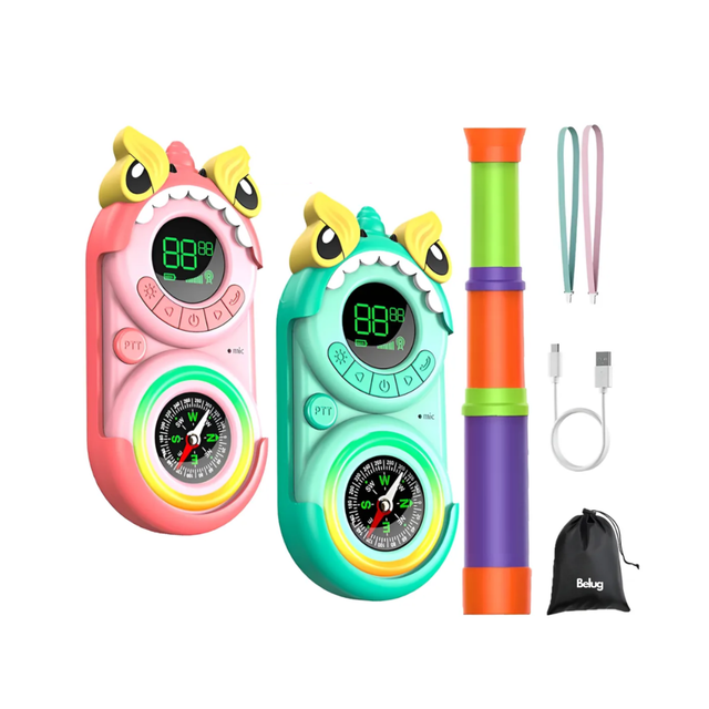Radios Walkie Talkies Para Niños Carga Usb Y Brújula 2 piezas Belug Rosa, Azul