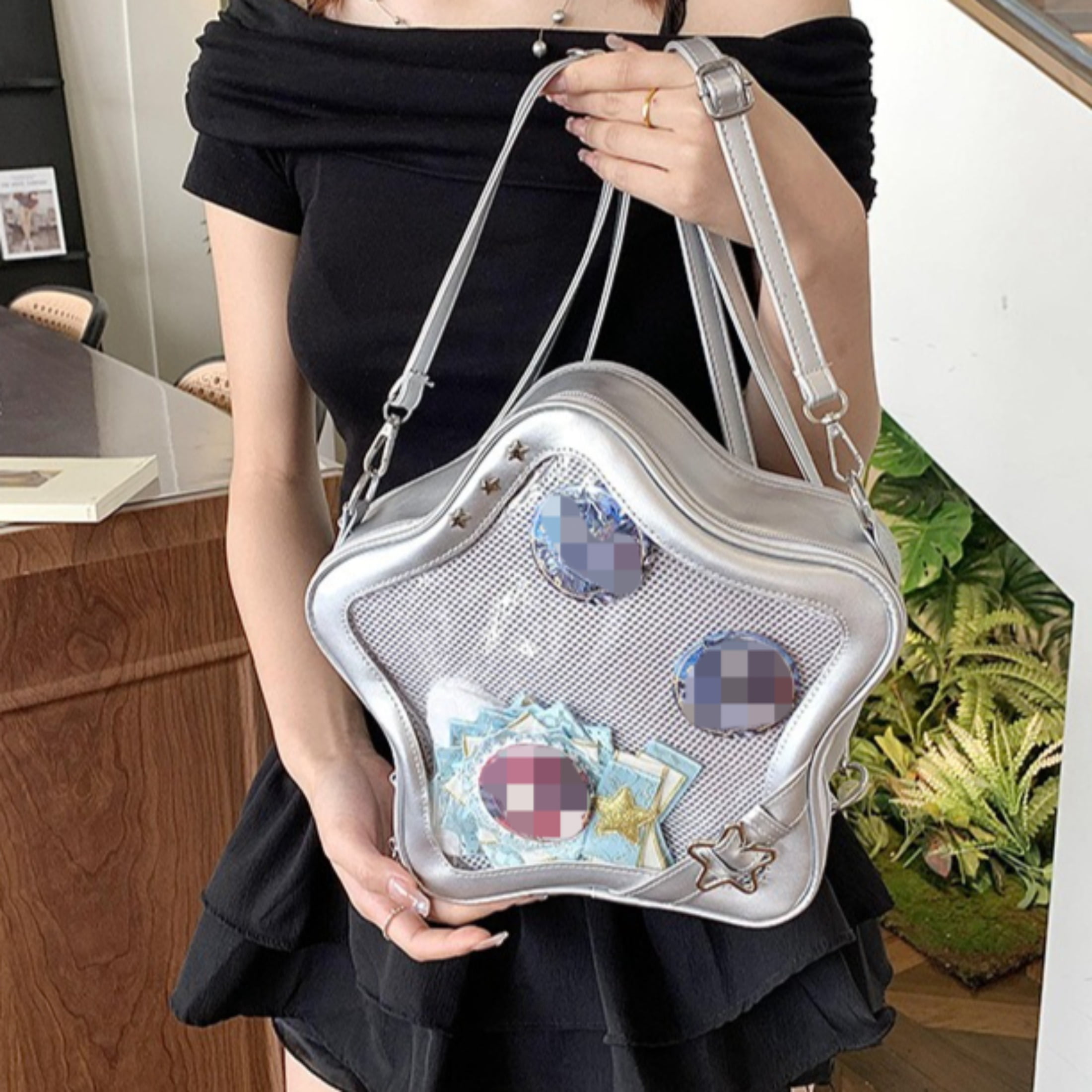 Kawaii Ita Bag Backpack Star Pins Display Crossbody Bag with Insert Y2k Aesthetic Cute Handbag for Anime Comic