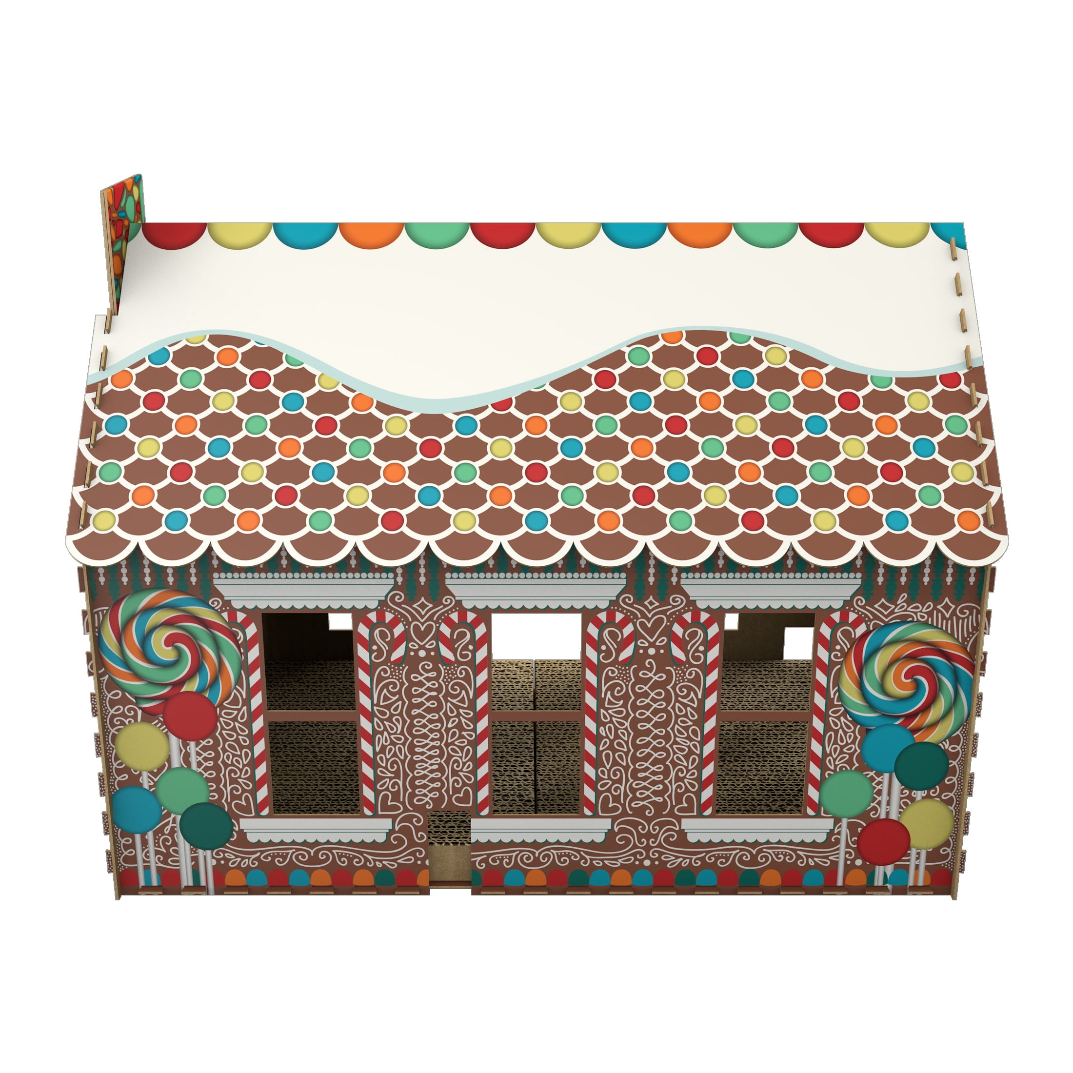 Pet Champion Corrugated Cat Scratching Gingerbread Playhouse W Catnip