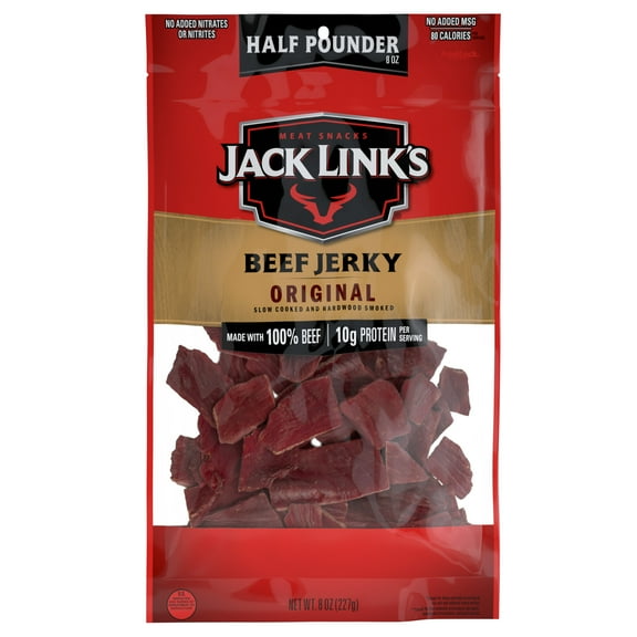 Jack Link’s Beef Jerky, Made with 100% Beef, Original, 10g of Protein Per Serving, 8 oz bag