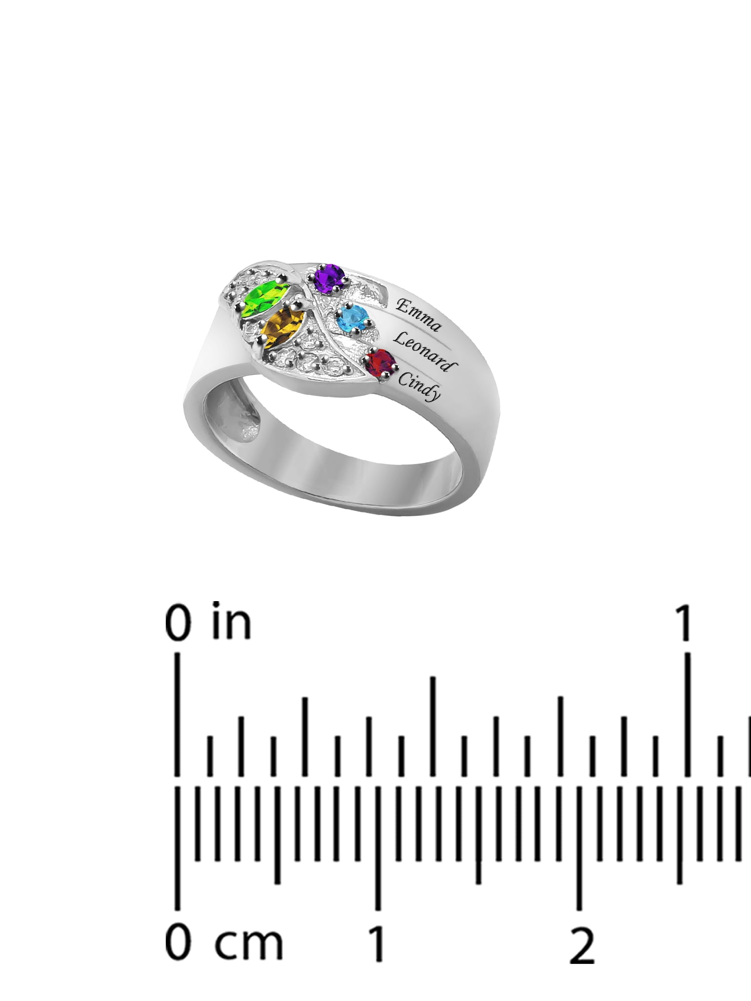 Laser Engraved Family Ring with Up to Five Birthstones