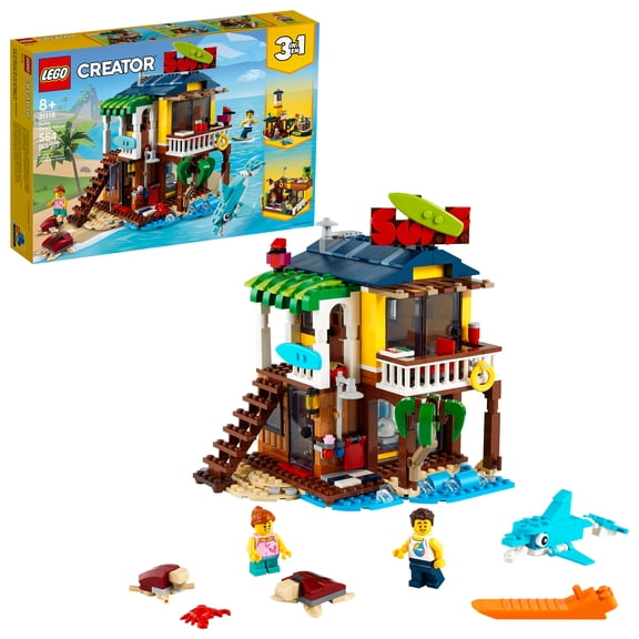 LEGO Creator 3in1 Surfer Beach House 31118 Building Toy Includes Beach Hut and Animal Toys (564 Pieces)