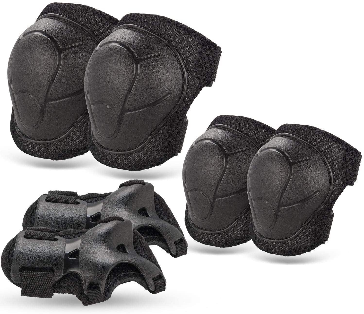 4 PCS Children Elbow Knee Shin Pads Set BMX Kids Sport Protective Black/Gray AU 