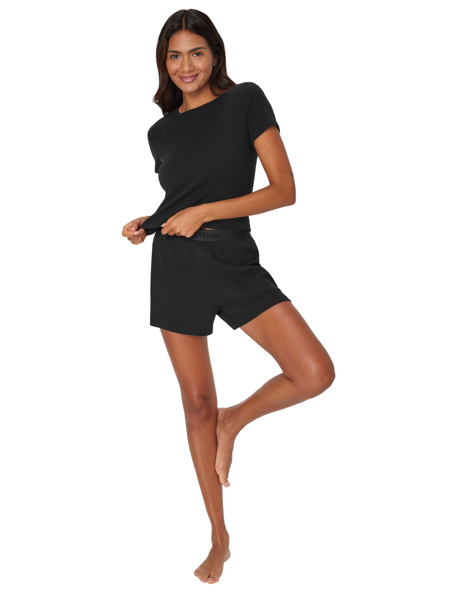 Hanes Originals Women's SuperSoft Comfywear Sleep Rib Crop Tee, Sizes S to 2X