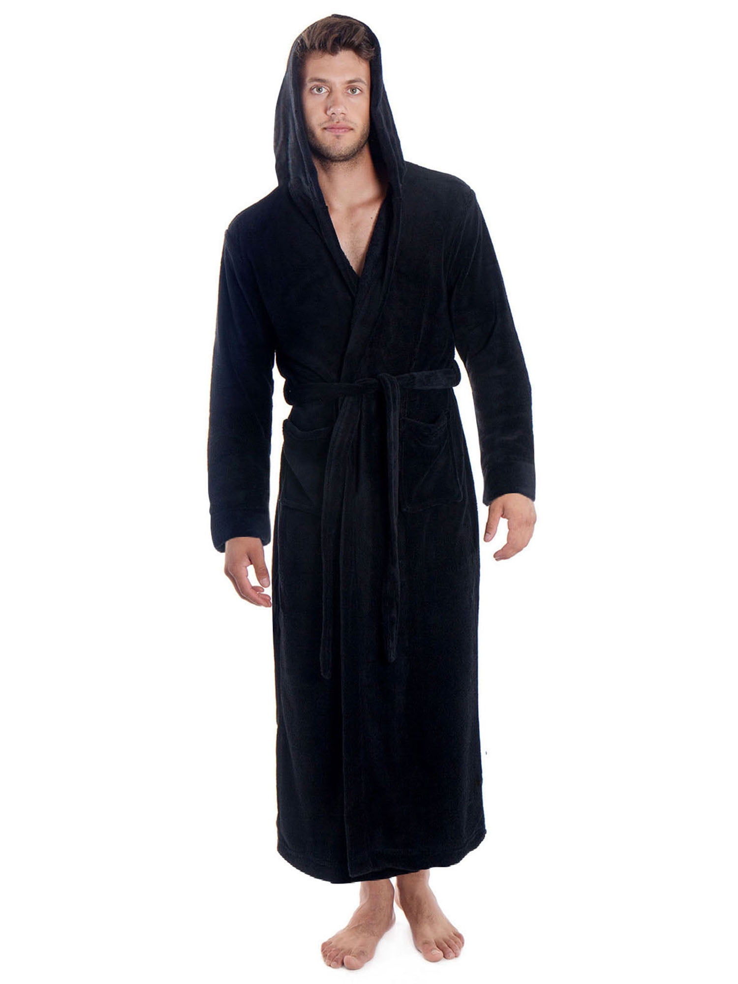 Mens Robe Plush Bath Robes,Black,2XL-3XL Men/3XL-4XL Women - Walmart.com