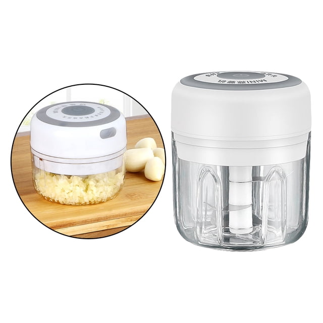 de Alimentos de Ajo Eléctrica Portátil, Trituradora de Verduras, Trituradora, Herramienta para Cocina Pequeña 250ml blanco Macarena Cortador de ajo eléctrico