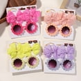 thumbnail image 3 of 3Pcs/set Cheer Bow Hairclips Retro Flower Sunglasses for Kids Printing Handmade Hairgripes Girls Headwear Glasses Accessories, 3 of 10