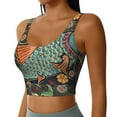 thumbnail image 2 of Bixox Women's Rich Fish Pattern Fitness Navel Tank Top U-Back Yoga Tank Top Sweatshirt Sports Bra, 2 of 7