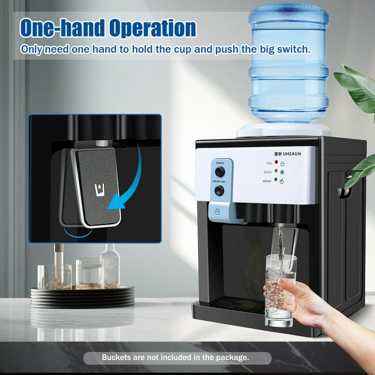 Countertop Hot and Cold Water Cooler Dispense,75W-550W Electric Small  Cooler Dispenser,5 Gallon Freestanding Top Loading Desktop Water Dispenser  for