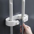 thumbnail image 2 of Broom Holder Wall Mount Broom Organizer Mop and Broom Storage Tool Rack No Drilling Anti Slip Mop Hanger for Home Kitchen Garden Tools (White), 2 of 5