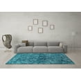 thumbnail image 3 of Ahgly Company Machine Washable Indoor Rectangle Oriental Turquoise Blue Industrial Area Rugs, 2' x 4', 3 of 4
