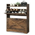 thumbnail image 2 of Huisennitre Shoe Storage Cabinet with 2 Flip Drawers, Narrow Freestanding Wood Shoe Rack for Entryway,Hidden Shoe Organizer, Rustic Brown, 2 of 8