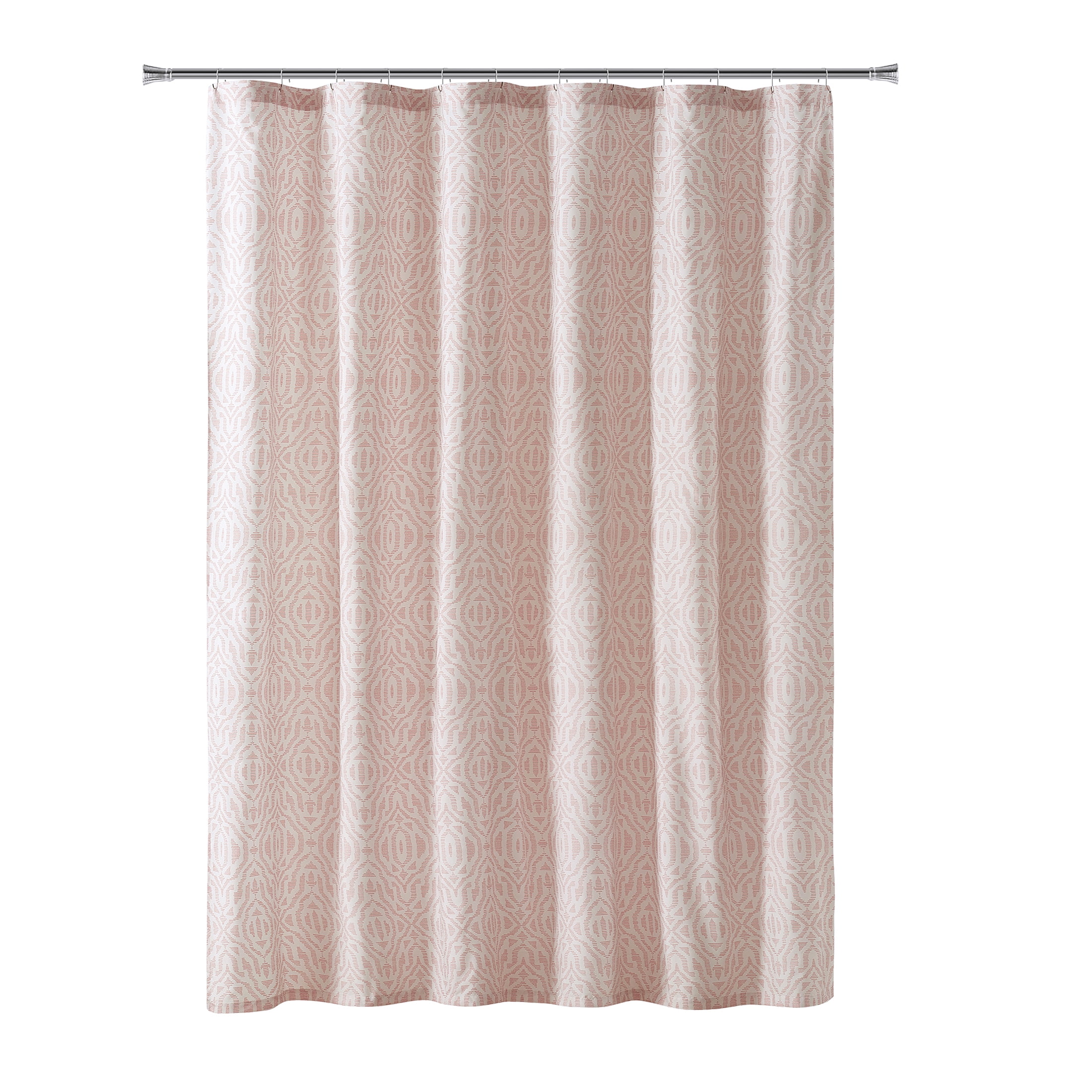Mainstays Savine Ikat 15 Piece Shower Curtain Bath Set, 70 x 72, Pink