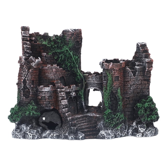 Decoración de castillo para acuario, realista, libre de tóxicos, resina, adorno para pecera, para agua salada y dulce.