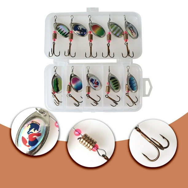wolftale 1 Set Rotating Spinner Baits Attractive Artificial Sequins Fishing  Lure Sequins Metal Treble Hooks Spoonbait Pike Crochet Kit Fish Tackle with  Storage Box 