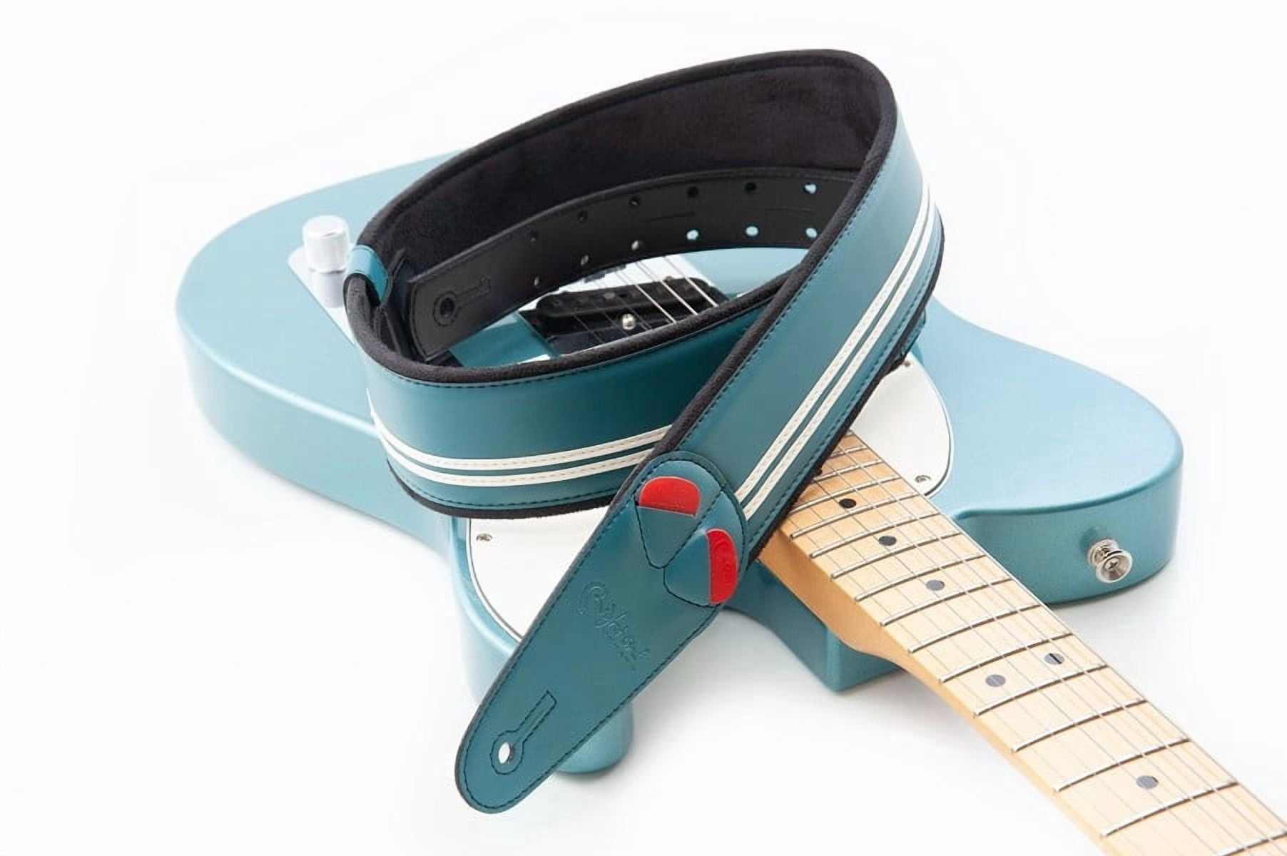 RightOn! Straps Mojo Collection Race-60 Guitar & Bass Strap made with Vegan Leather – Stylish and Comfortable - Teal