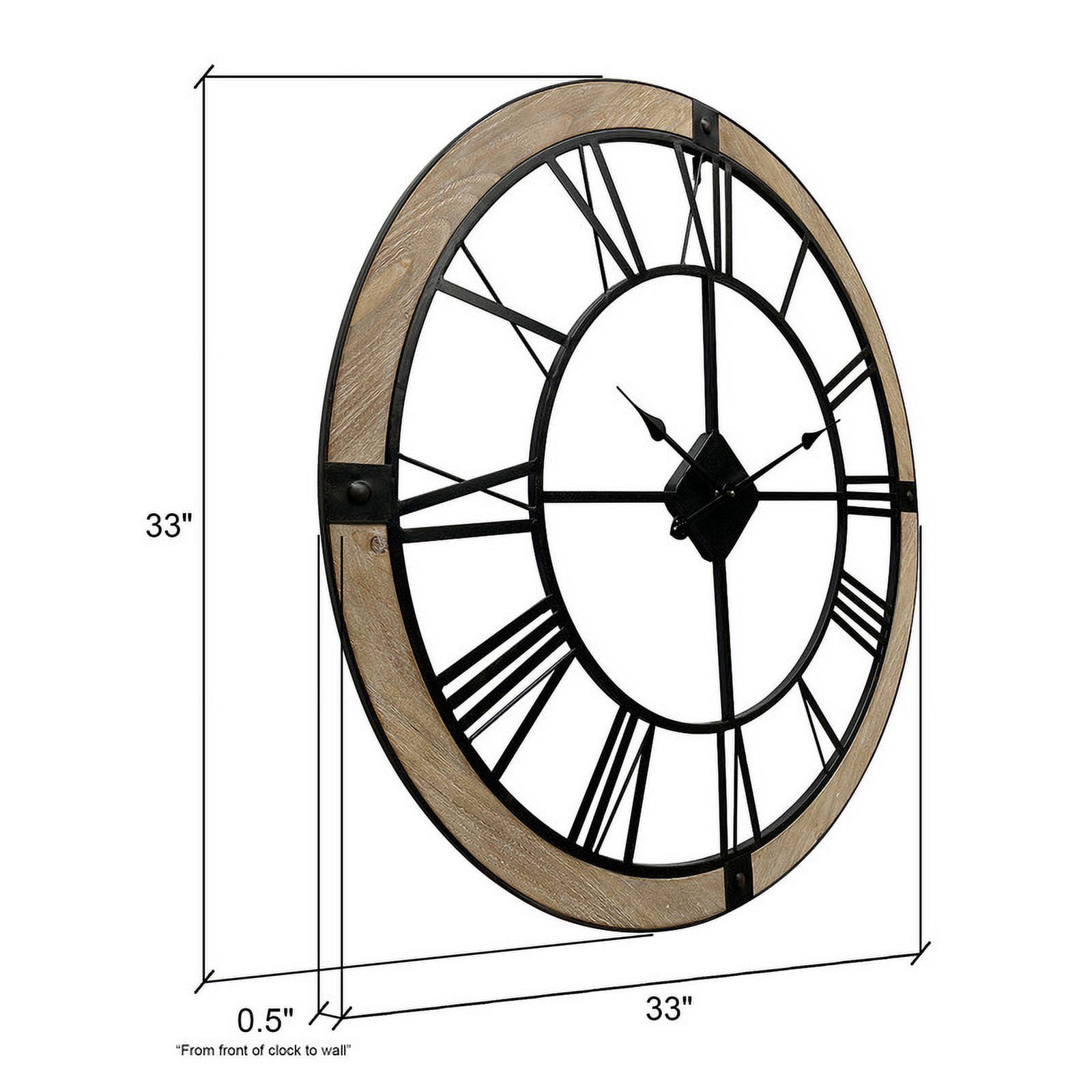 Marinela Round Wood Modern Farmhouse Wall Clock