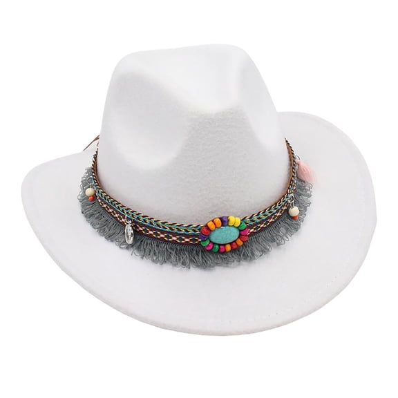SRZYMJ Women's Felt Fedora Hat Wide Brim Panama Hats with Tassel