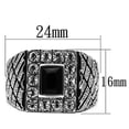 thumbnail image 1 of TK700 - High polished (no plating) Stainless Steel Ring with Synthetic Synthetic Glass in Jet, 1 of 1