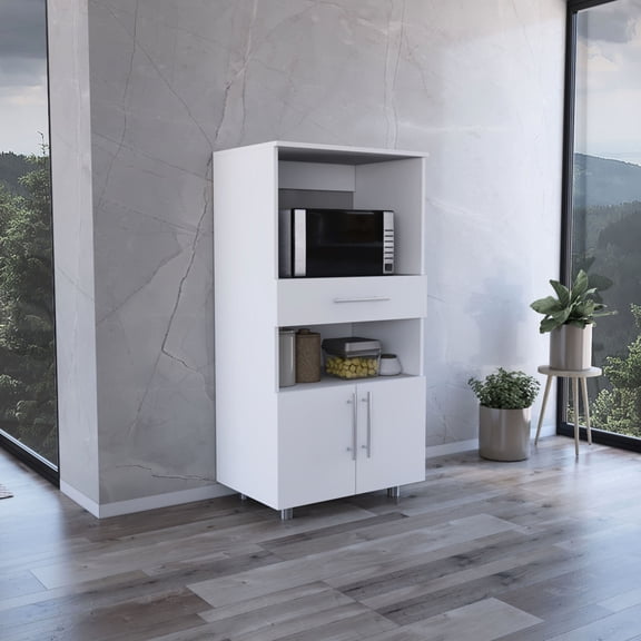 White Kitchen Cabinet with Drawer and Roomy Shelves / Keep Kitchen Items in Order