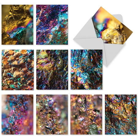 'M3018 M3018 Glam Rocks' 10 Assorted Thank You Note Cards Feature Color-Enhanced Images of Rocky Surfaces with Envelopes by The Best Card