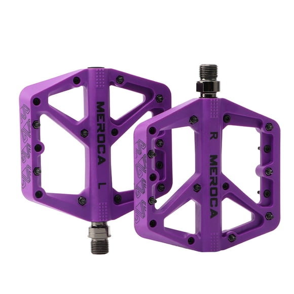 MEROCA MEROCA Pédales de Vélo Larges Antidérapantes avec Roulements Scellés, Construction Durable en Nylon+acier, Filetage Universel 14mm, Plusieurs Couleurs Disponibles (Violet)