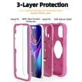 thumbnail image 2 of Rugged Case for iPhone 15 Ring Holder Kickstand Cover with Screen Protective Film, Heavy Duty Triple-Layers Military Grade Hybrid Shockproof Drop Resistant Case, Pink, 2 of 6
