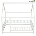 thumbnail image 4 of Bellemave Full Floor Bed, Wood Full Size House Bed Frame with Fence, Montessori Floor Bed for Bedroom (White), 4 of 9