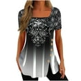 thumbnail image 1 of Pompotops Fashion Woman Causal Printing Blouse Short Sleeve T-Shirt Summer Button Tops, 1 of 8