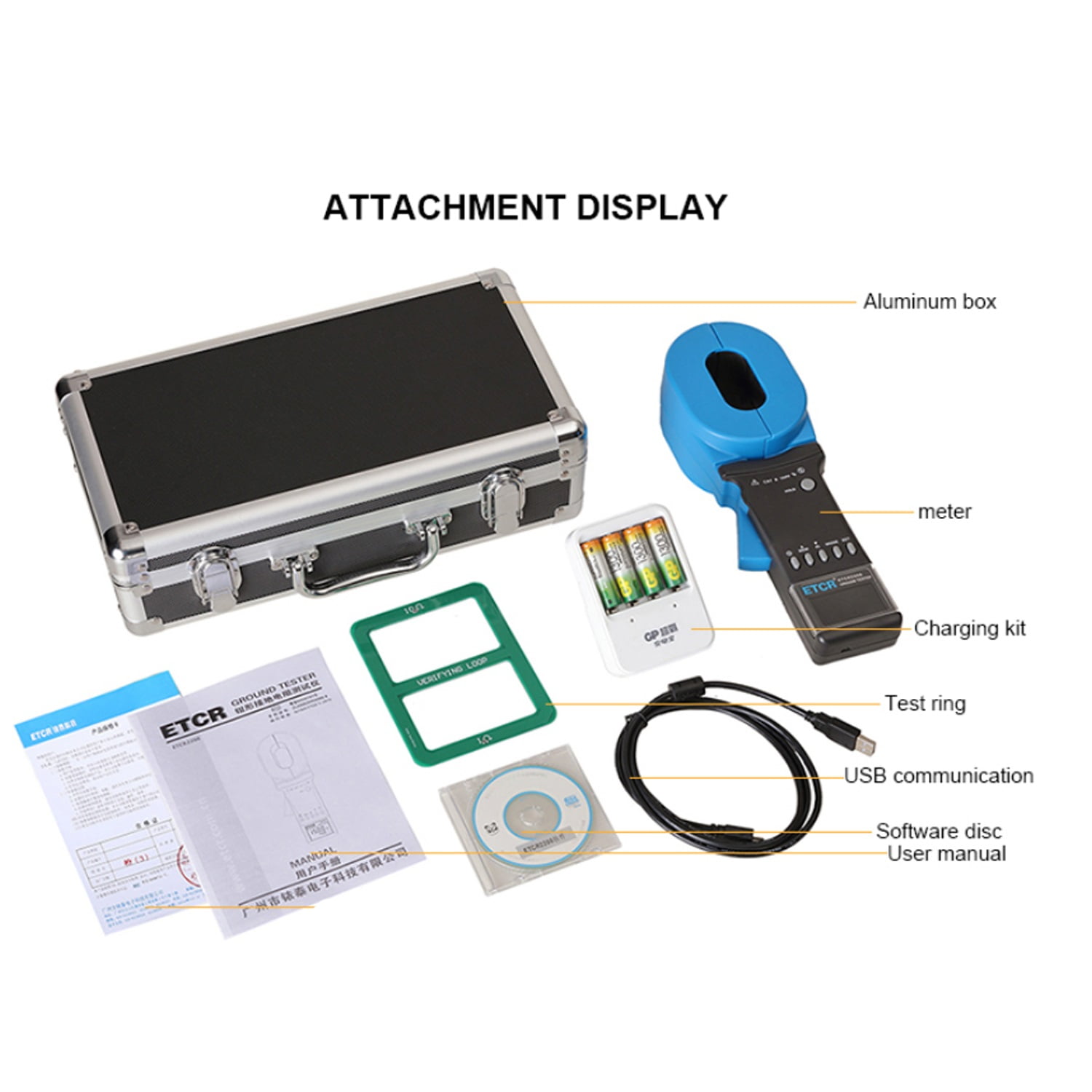ETCR2200 Earth Ground Resistance Clamp Meter Multi-Functional Clamp 0.01-1500ohm/0.00mA-40.0A Clamp Earth Resistance Tester ,Efficient Features