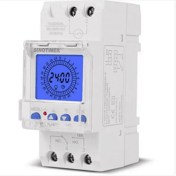 Reloj electrónico digital Laklulu con pantalla LCD de 24 horas, temporizador analógico inteligente programable con interruptor de riel DIN de 85-265 V y intervalo de 15 minutos (30 A)