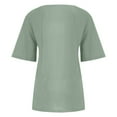 thumbnail image 5 of Womens Summer Casual Color Round Neck Short Sleeve Tops Buttons Blouses, 5 of 5