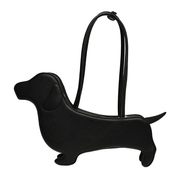 Moontgen Cartoon Dog Shaped Shoulder Bag Designer Handbag Cute Purse for Women (Black)