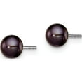 thumbnail image 2 of Sterling Silver Rh-Plated 5-6mm Black Fw Cultured Button Pearl Stud Earring Made In Canada qe12871, 2 of 5