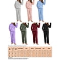 thumbnail image 4 of Frontwalk Women Fleece Fuzzy Pajamas Set Solid Color Sherpa Sleepwear Long Sleeve 2 Piece Outfits Ladies Warm Fluffy Lounge Sets Crew Neck Sweatsuit Blue M, 4 of 4