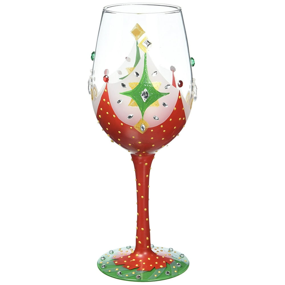 Lolita Holiday Soiree Artisan Hand Painted Wine Glass Christmas, Lolita