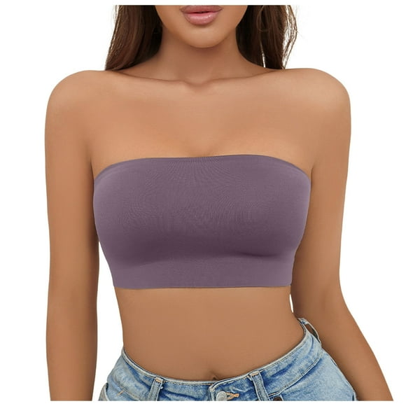 TSADFHJI Women's Non Plus Size Falling off Girl's Chest with A Line Shoulder Wrap up Top Support Underwear Bras for Women Bodysuit Women's Bras Sleep Bras Womens Bras Black Thong Purple M
