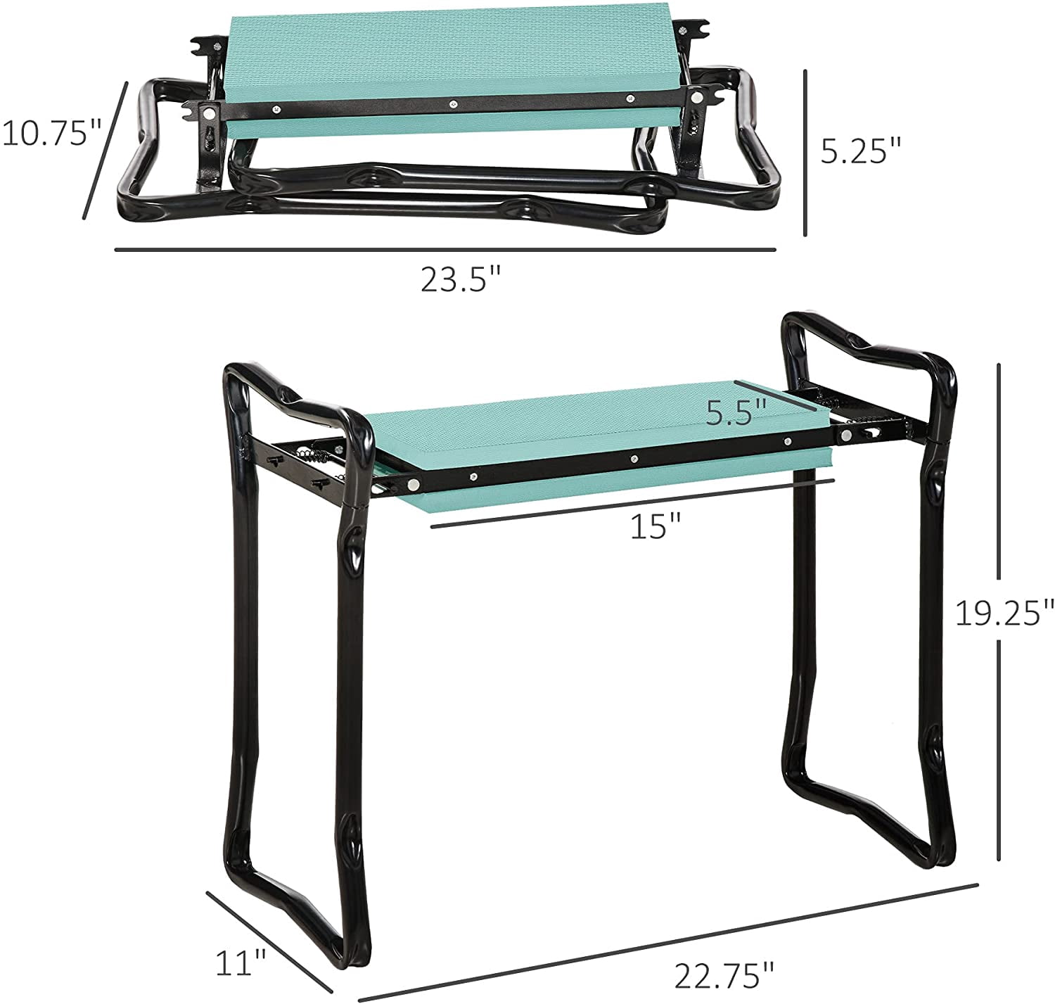 FASHENG Padded Garden Kneeler and Seat Bench, Padded Foldable Garden Stool, Green