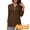 #1 Brown, variant on VDJ Women Tops 3/4 Sleeve Zip Collared Polo Shirts Casual V Neck Fall Blouses Solid Pink Tee Clothes Size XL