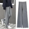thumbnail image 1 of Pantalones anchos de punto con caída para mujer, otoño e invierno, sueltos, rectos, de cintura alta, drapeados, estilo retro suave, pantalones de fregado, 1 of 3