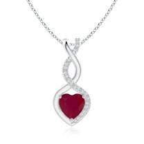 Angara Natural Ruby Heart Pendant Necklace in 925 Sterling Silver for Women (Size-6mm) - July Birthstone Jewelry | Ruby Infinity Pendant