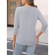 thumbnail image 2 of Camiseta ORANDESIGNE para mujer, manga 3/4, cuello en V, con botones, gris, 2 of 6