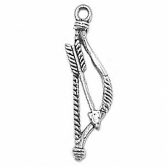 Sterling Silver 18" Unisex 1.5mm Box Chain 3D Indian Hunter's Detailed Bow And Arrow Pendant Necklace