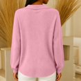 thumbnail image 5 of VISALY Bow Tie Collar Knit Sweater for Women Elegant Long Sleeve Ribbed Knit Pullover Sweater Soft Lightweight Office Dressy Casual Tunic Shirts Fall Trendy Business Casual Outfits Pink M, 5 of 7