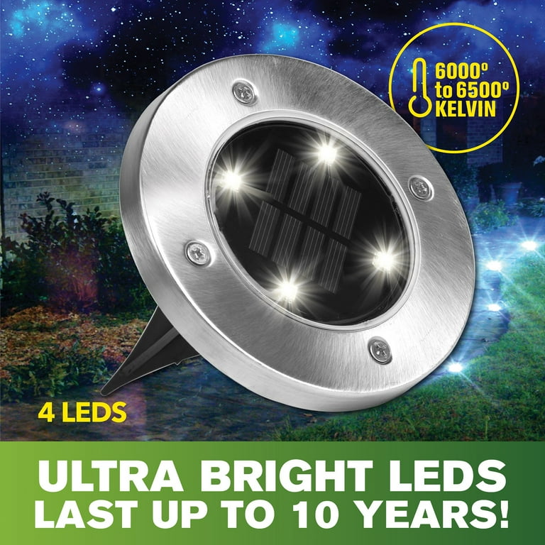 Bell + Howell Disk Lights - Solar LED Outdoor Path Lights, 4 Pack, As Seen on TV Bell + Howell Disk Lights - Solar LED Outdoor Path Lights, 4 Pack, As Seen on TV