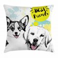 thumbnail image 1 of Labrador Throw Pillow Cushion Cover, Best Friends Typography with Hand Drawn Sketch Welsh Corgi Grunge Illustration, Decorative Square Accent Pillow Case, 24 X 24 Inches, Multicolor, by Ambesonne, 1 of 2